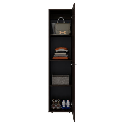 Home Linen Freestanding Tall Cabinet with Single Door and 4 Horizontal Storage Shelves, Cabinet for Bathroom, Bedroom or Laundry Room