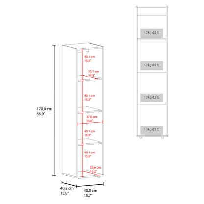Home Linen Freestanding Tall Cabinet with Single Door and 4 Horizontal Storage Shelves, Cabinet for Bathroom, Bedroom or Laundry Room