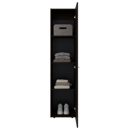 Home Linen Freestanding Tall Cabinet with Single Door and 4 Horizontal Storage Shelves, Cabinet for Bathroom, Bedroom or Laundry Room