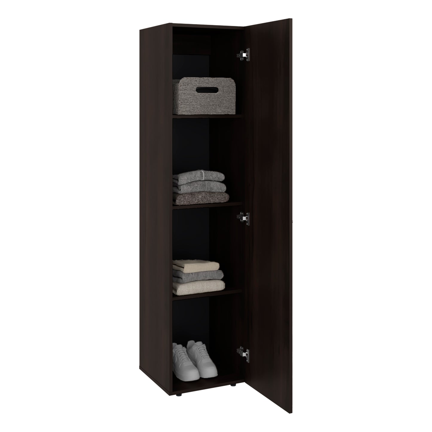 Home Linen Freestanding Tall Cabinet with Single Door and 4 Horizontal Storage Shelves, Cabinet for Bathroom, Bedroom or Laundry Room