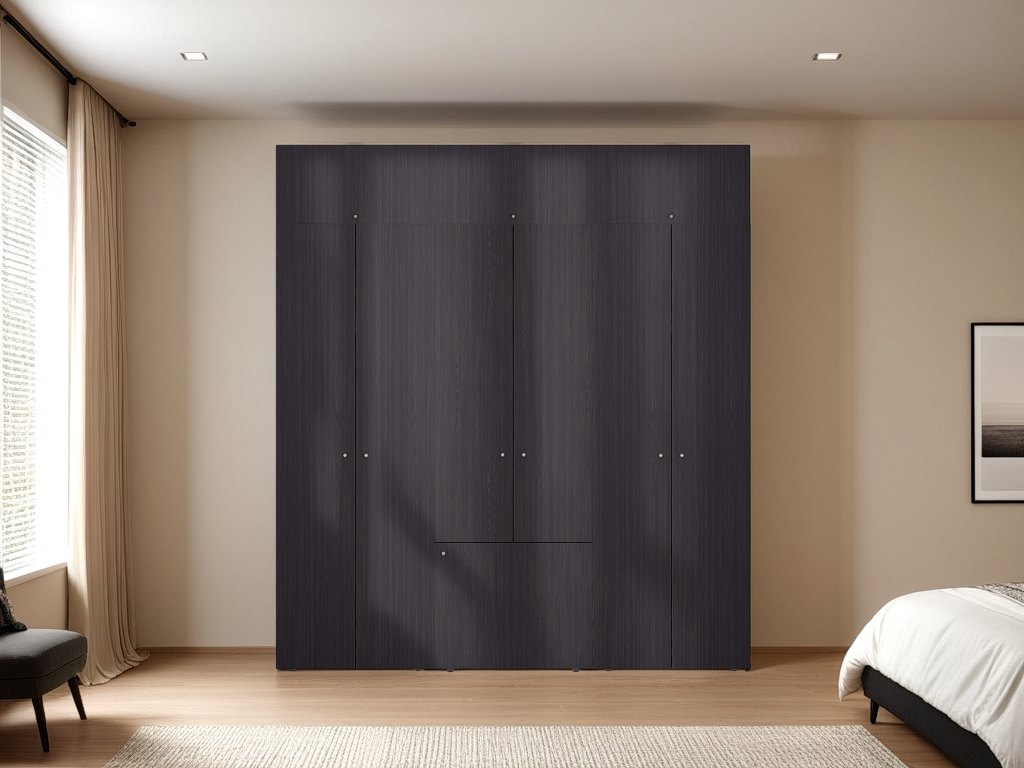 Home 6 Piece, 10 Door Closet System, Top Storage Shelves, Wide Armoire for Bedroom Storage and Organization, Natural Oak