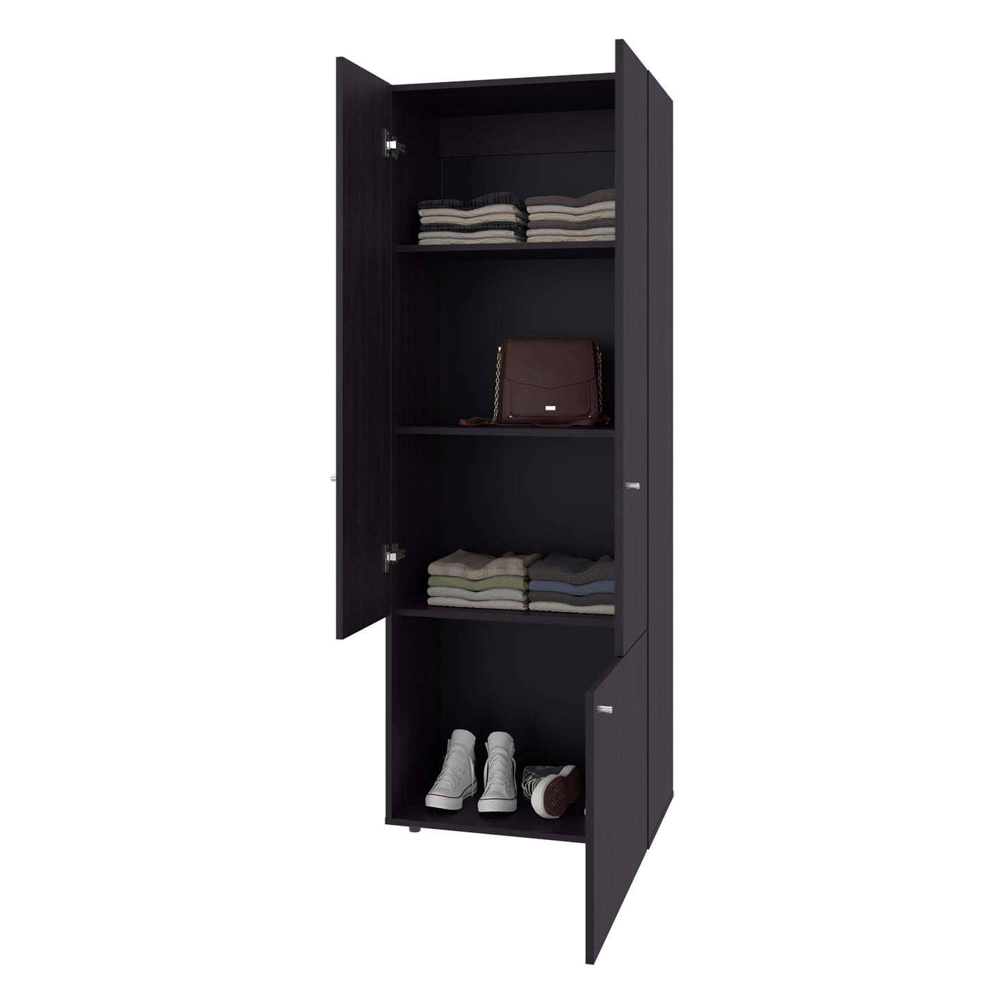 Home 6 Piece, 10 Door Closet System, Top Storage Shelves, Wide Armoire for Bedroom Storage and Organization, Natural Oak