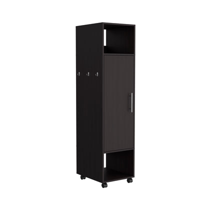 Cluster 63" Tall  Wardrove One-Door Cabinet with Mirror, Three Shelves, Casters and Hanging Rod, Armoire, Bedroom Clothes Storage, Cabinet Organizer