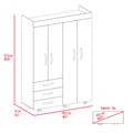 Denver Mobile Armoire, Rods, Double Door Cabinet, Three Drawers, Two Shelves