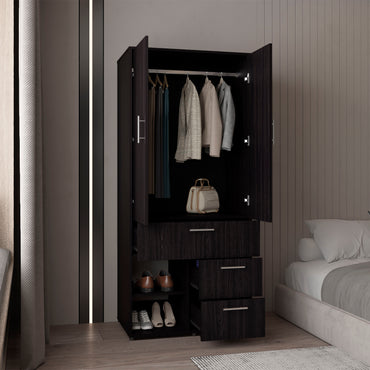 Alpine Armoire With Double Doors, Internal Shelves And Hanging Rod