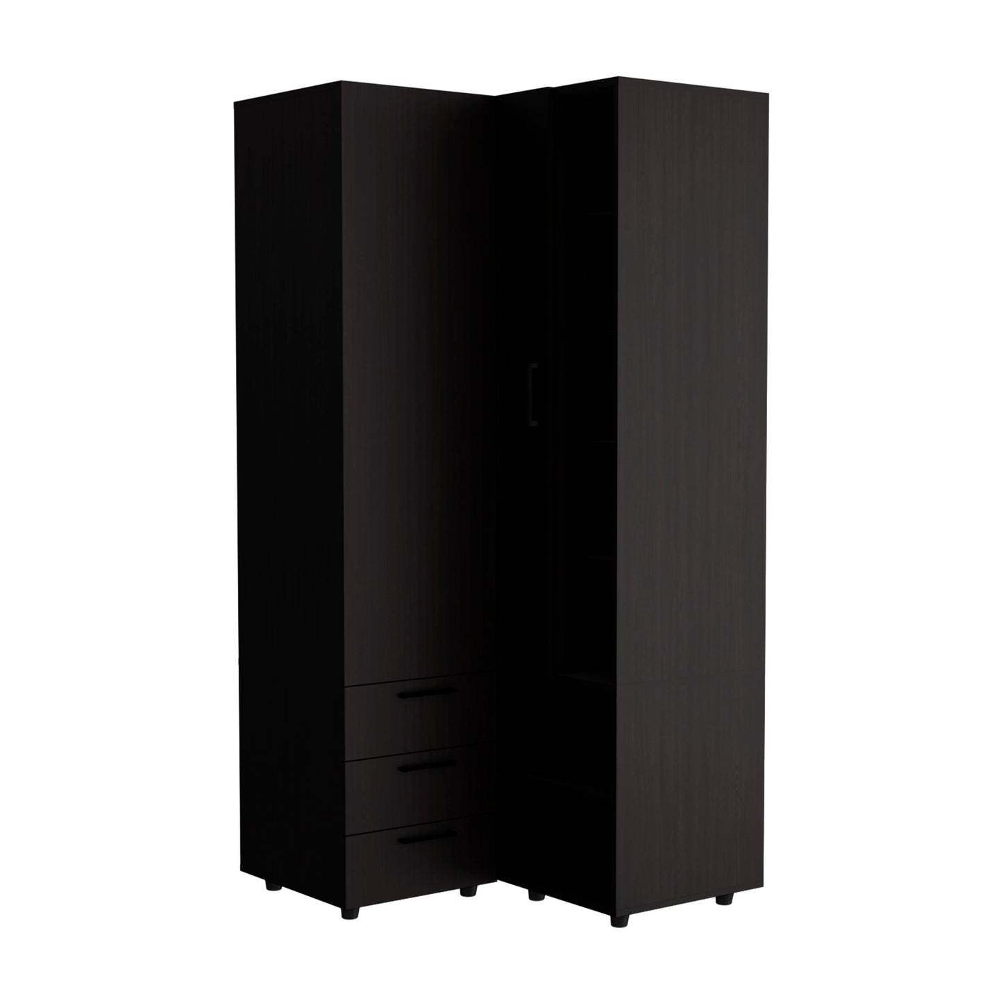 Toulouse Corner Armoire With Double Doors And Interior Shelves, Space-Saving Wardrobe