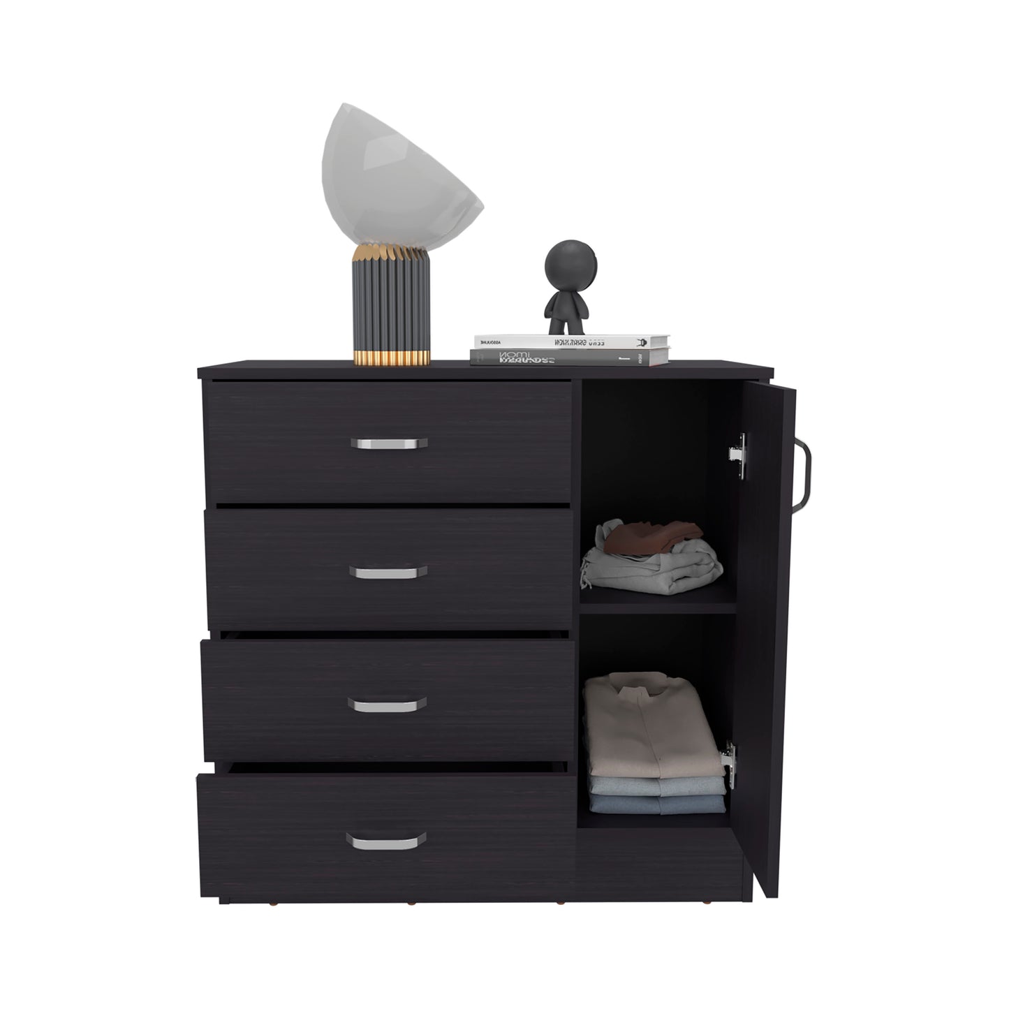 Katie Four Drawer, One Door Dresser With Spacious Storage, Modern Bedroom Organizer