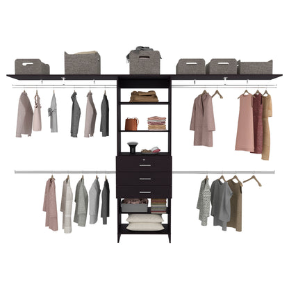 Walking Closet Plego 3, Open Wardrove for Wall With Shelves