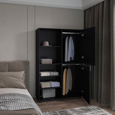 Eco High One Door Freestanding Armoire With Hanging Rod And Interior Shelves, Compact Bedroom Wardrobe