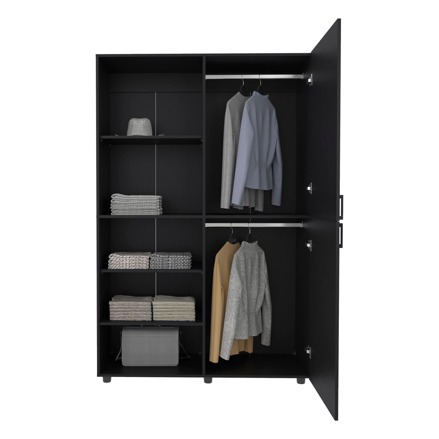 Eco High One Door Freestanding Armoire With Hanging Rod And Interior Shelves, Compact Bedroom Wardrobe