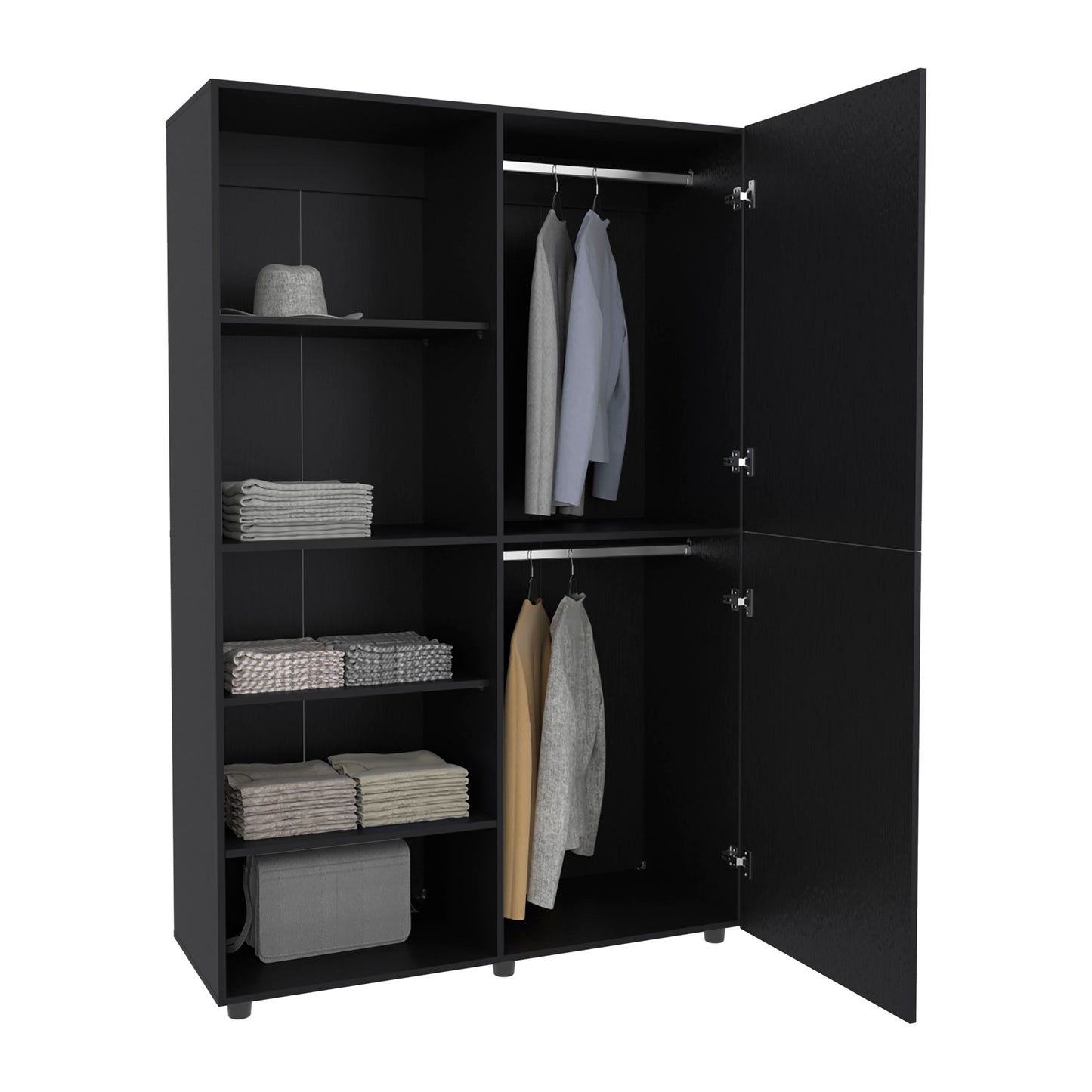 Eco High One Door Freestanding Armoire With Hanging Rod And Interior Shelves, Compact Bedroom Wardrobe
