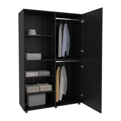 Eco High One Door Freestanding Armoire With Hanging Rod And Interior Shelves, Compact Bedroom Wardrobe