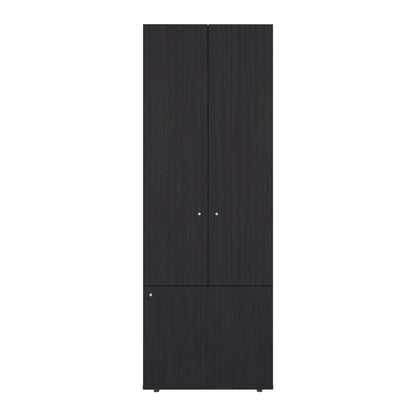 Home 3 Door Closet System with Hanging Rod for clothes and interior Shelves, Manufactured Wood Freestanding Bedroom Storage, Utility Room or Laundry Room Furniture