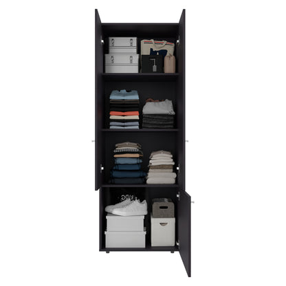 Home 3 Door Closet System with Hanging Rod for clothes and interior Shelves, Manufactured Wood Freestanding Bedroom Storage, Utility Room or Laundry Room Furniture