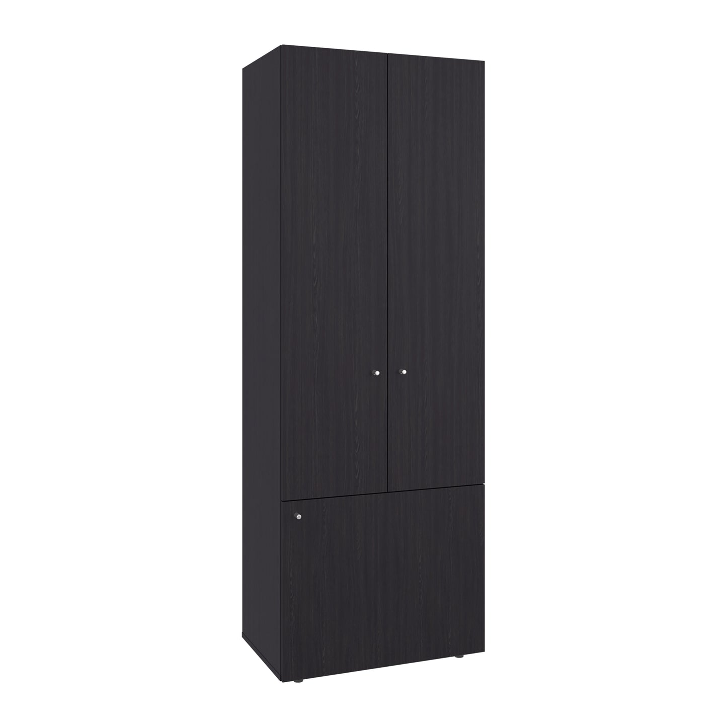 Home 3 Door Closet System with Hanging Rod for clothes and interior Shelves, Manufactured Wood Freestanding Bedroom Storage, Utility Room or Laundry Room Furniture
