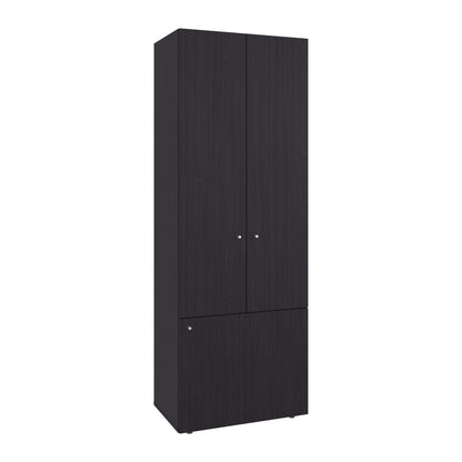Home 3 Door Closet System with Hanging Rod for clothes and interior Shelves, Manufactured Wood Freestanding Bedroom Storage, Utility Room or Laundry Room Furniture