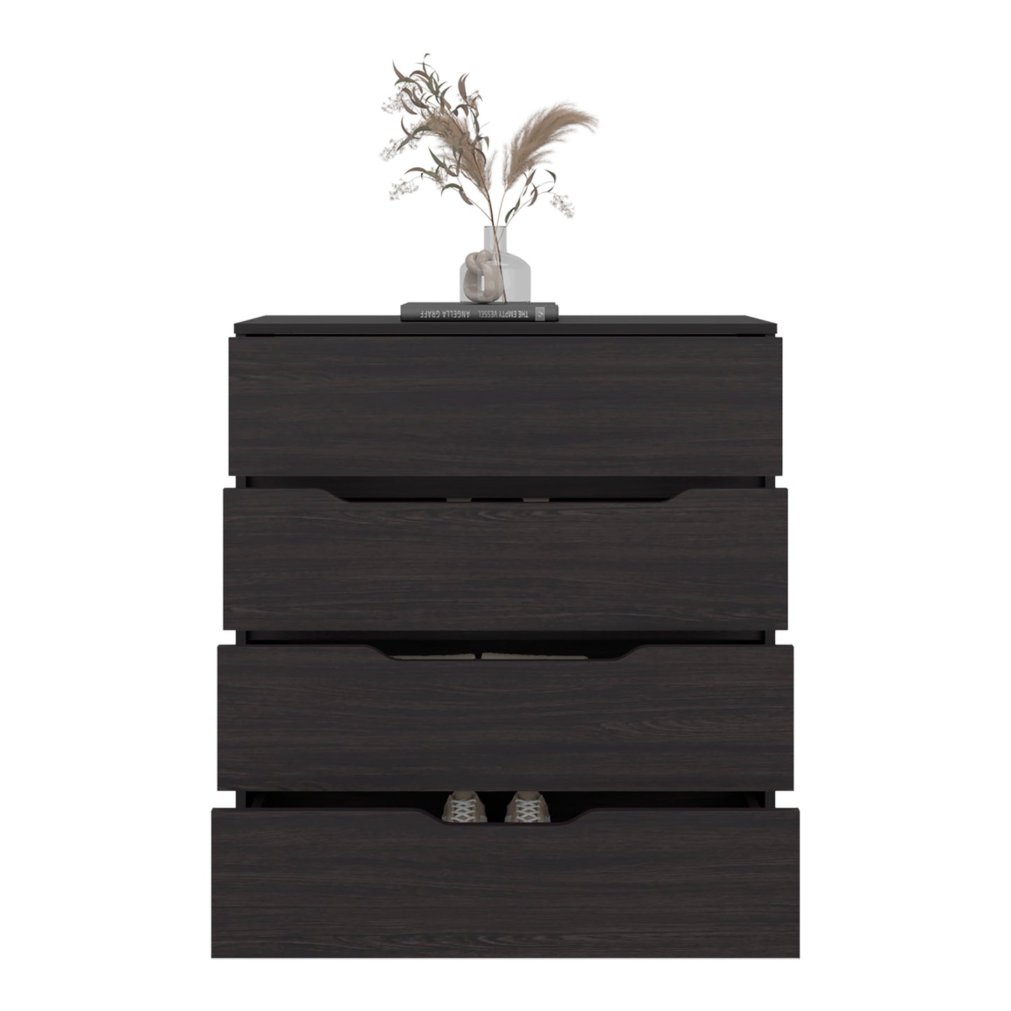Zoe Freestanding Compact Dresser with Four Storage Drawers and Superior Top, Bedroom Storage Option