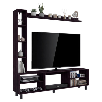 Scio Entertainment Center with 11 Open Shelves, Modern Wall Media Unit for Living Room TV and Storage