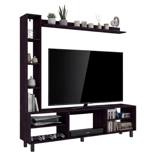 Scio Entertainment Center with 11 Open Shelves, Modern Wall Media Unit for Living Room TV and Storage