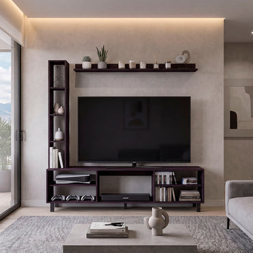Scio Entertainment Center with 11 Open Shelves, Modern Wall Media Unit for Living Room TV and Storage