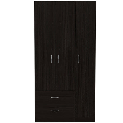 Austral 3 Doors Armoire, Metal Rod, Two Drawers, Single Door, Double Door Cabinets