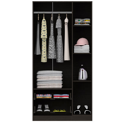 Austral 3 Doors Armoire, Metal Rod, Two Drawers, Single Door, Double Door Cabinets