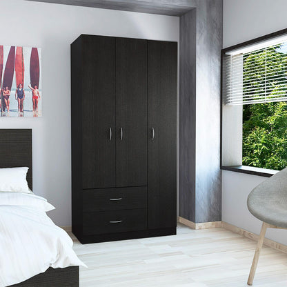 Austral 3 Doors Armoire, Metal Rod, Two Drawers, Single Door, Double Door Cabinets