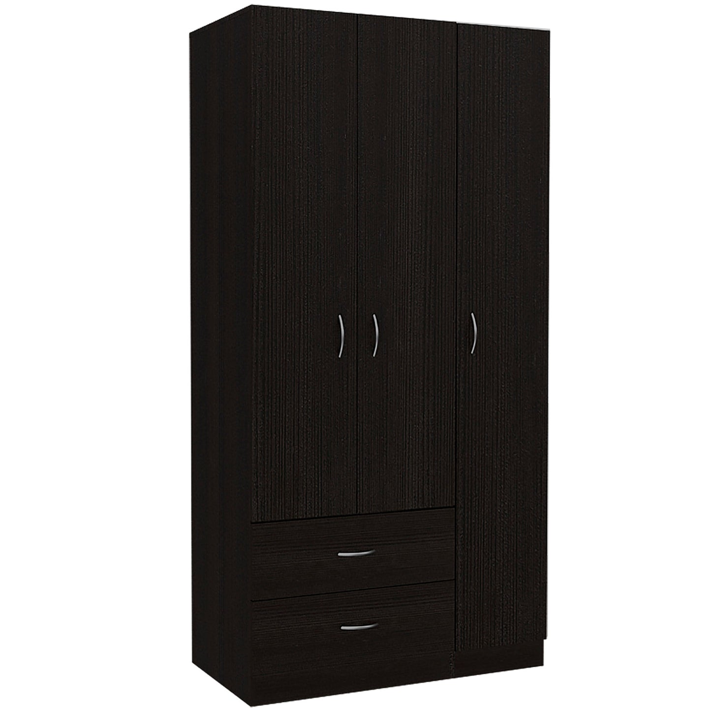Austral 3 Doors Armoire, Metal Rod, Two Drawers, Single Door, Double Door Cabinets