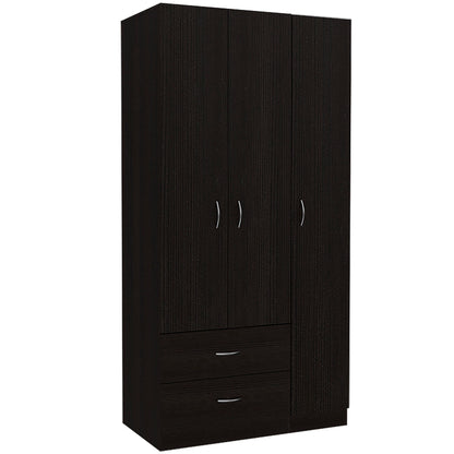 Austral 3 Doors Armoire, Metal Rod, Two Drawers, Single Door, Double Door Cabinets