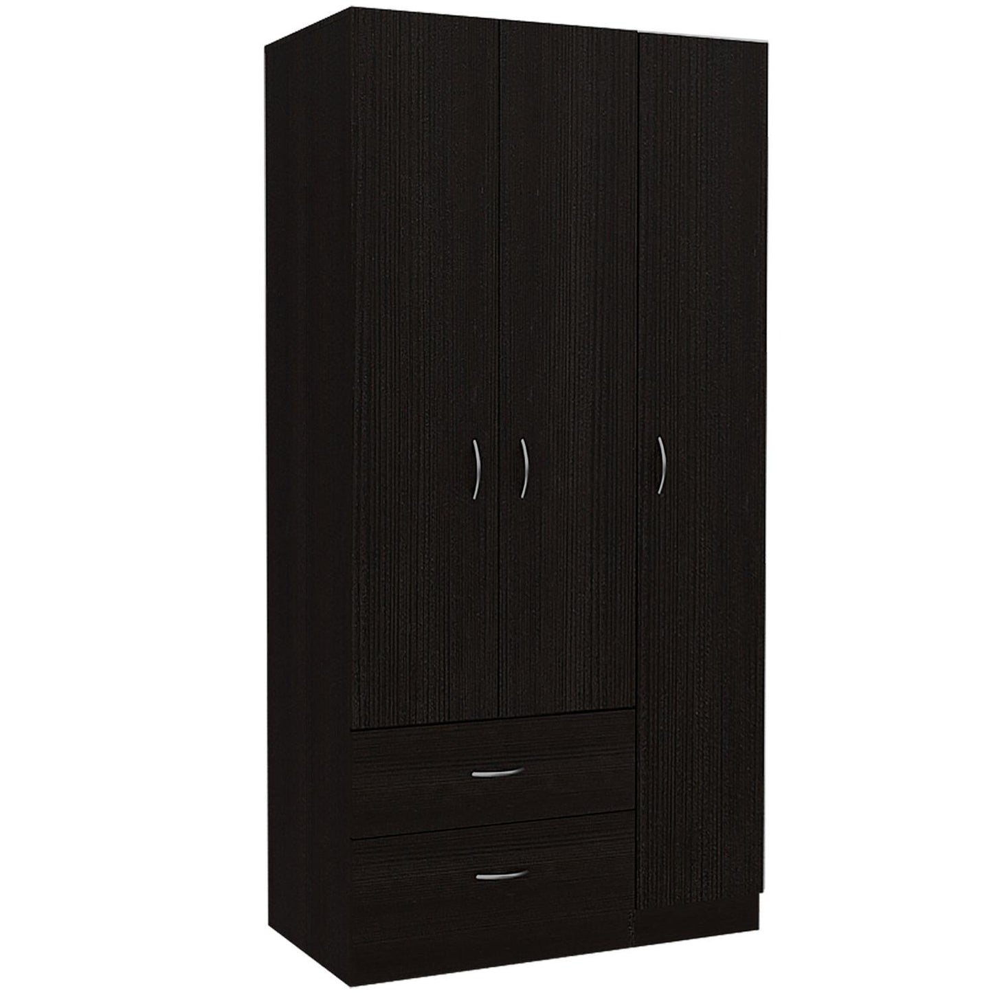 Austral 3 Doors Armoire, Metal Rod, Two Drawers, Single Door, Double Door Cabinets