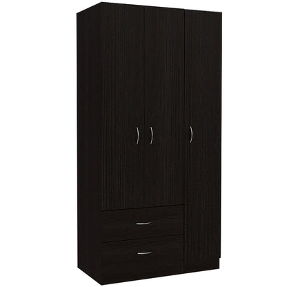 Austral 3 Doors Armoire, Metal Rod, Two Drawers, Single Door, Double Door Cabinets
