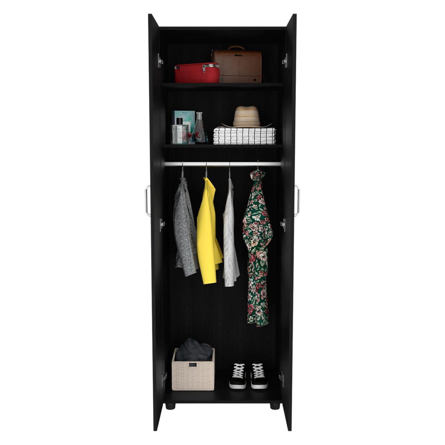 Aurora Armoire with two superior Shelves, Wardrobe for Bedroom