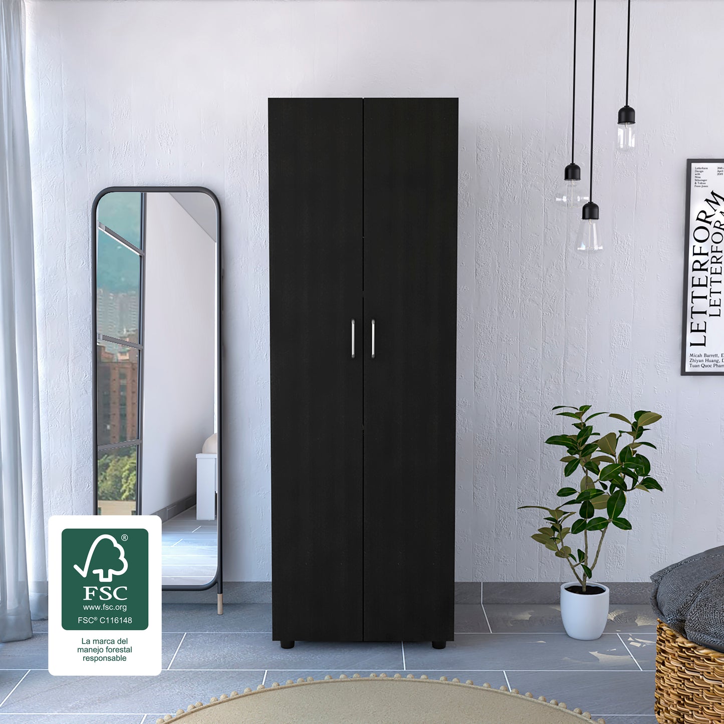 Aurora Armoire with two superior Shelves, Wardrobe for Bedroom