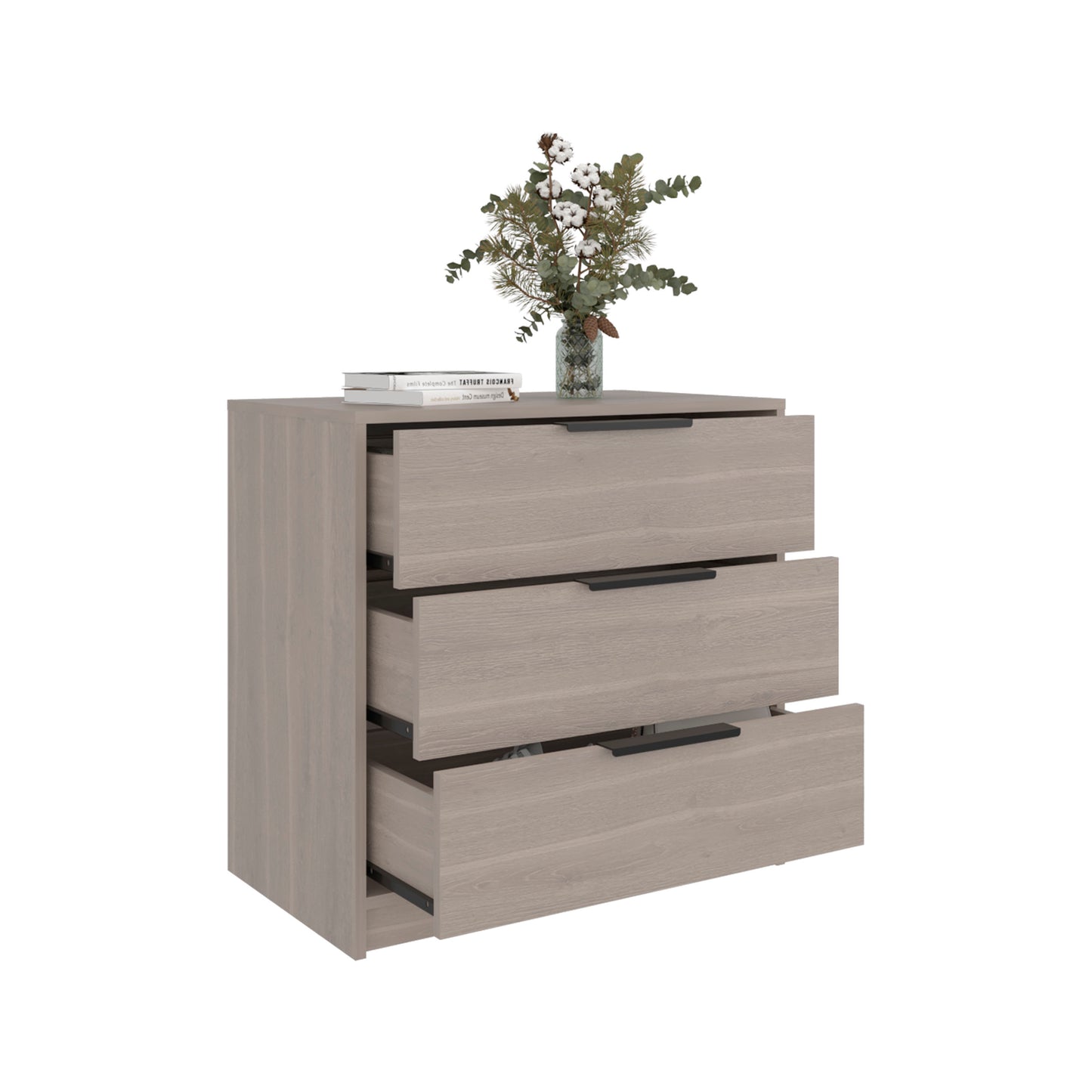 Tuhome Kaia 3 Drawers Dresser with Spacious Storage, Modern Superior Top for Décor, Functional Bedroom Organizer for Clothing and Essentials, Contemporary Space-Saving Furniture with Metal Hardware