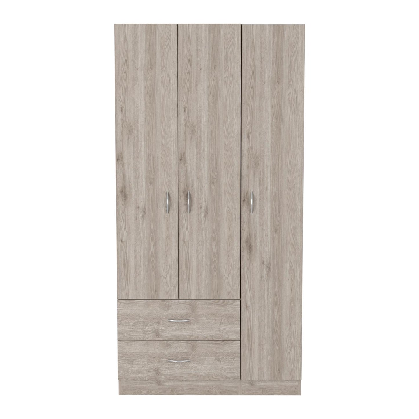 Austral 3 Doors Armoire, Metal Rod, Two Drawers, Single Door, Double Door Cabinets