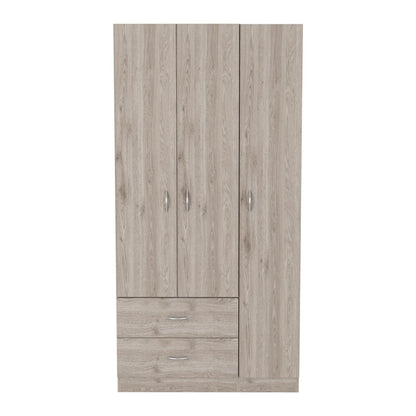 Austral 3 Doors Armoire, Metal Rod, Two Drawers, Single Door, Double Door Cabinets