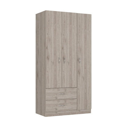 Austral 3 Doors Armoire, Metal Rod, Two Drawers, Single Door, Double Door Cabinets