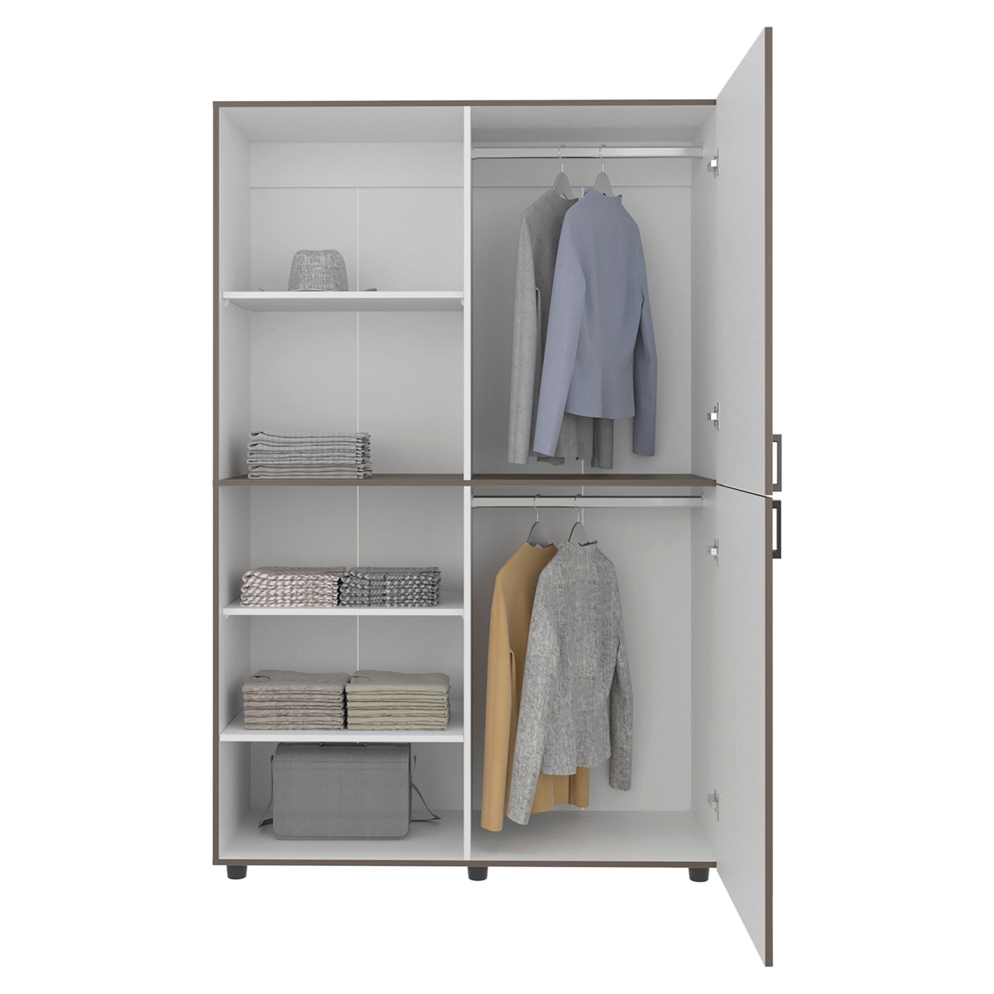 Eco High One Door Freestanding Armoire With Hanging Rod And Interior Shelves, Compact Bedroom Wardrobe