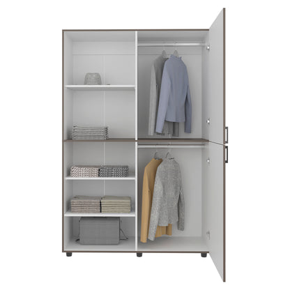 Eco High One Door Freestanding Armoire With Hanging Rod And Interior Shelves, Compact Bedroom Wardrobe