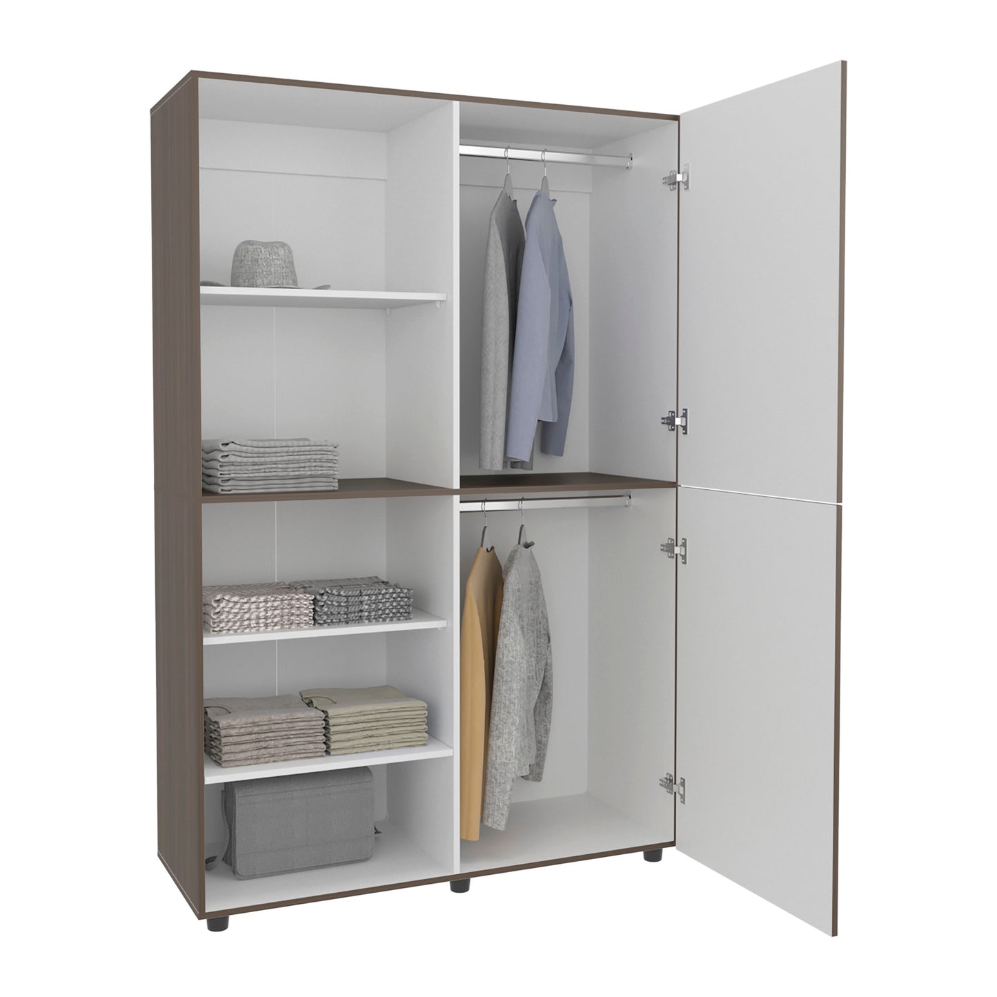 Eco High One Door Freestanding Armoire With Hanging Rod And Interior Shelves, Compact Bedroom Wardrobe