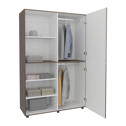 Eco High One Door Freestanding Armoire With Hanging Rod And Interior Shelves, Compact Bedroom Wardrobe