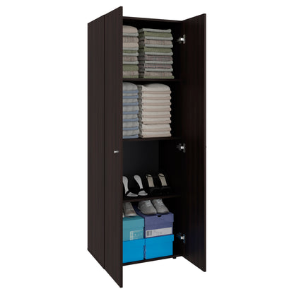 Home 2 Door Closet System, Four Fixed Shelves, Compact Wardrobe for Bedroom Organization, Laundry Room Organization, Utility Room Organization, Freestanding Storage Furniture
