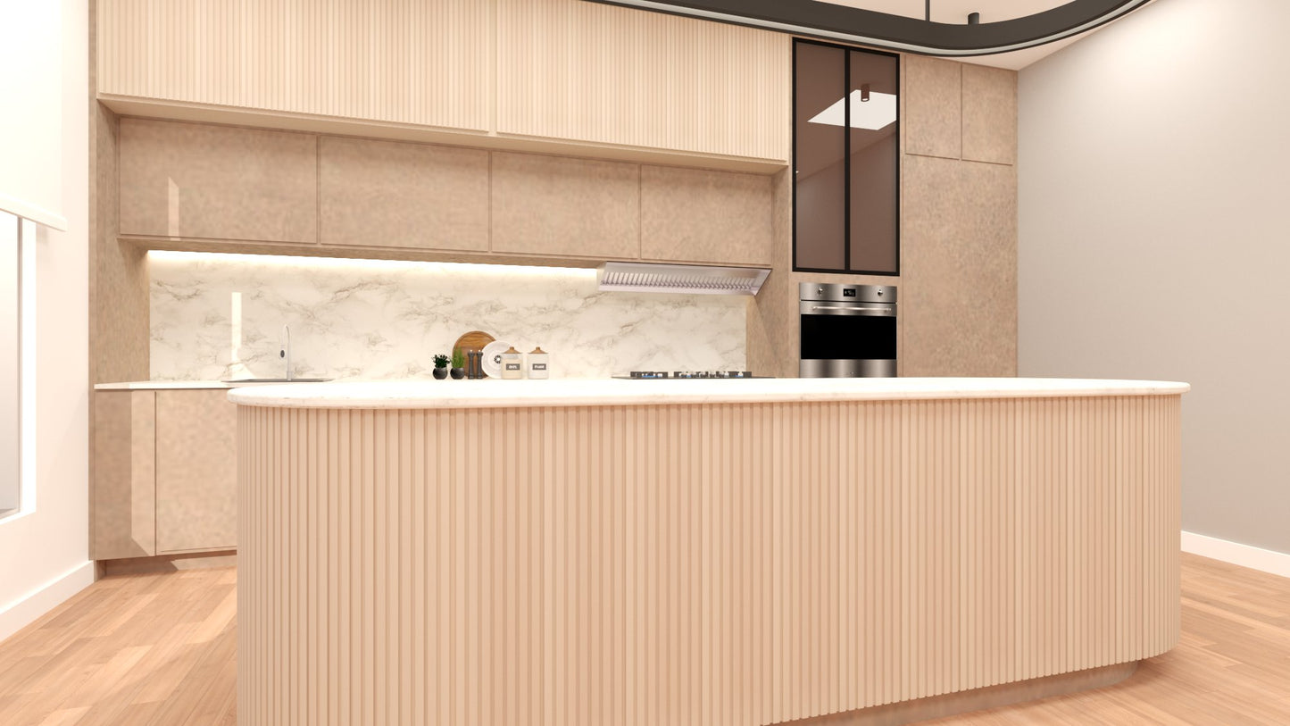 Flexible MDF Wall Panel - Textured Surface for Noise Reduction, Ready to Paint, White, 0.22" Depth, 7.79" Width, 108.27" Height, Easy Installation