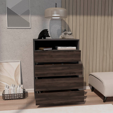 Alpine Four Drawer Dresser With Spacious Storage And Modern Handles