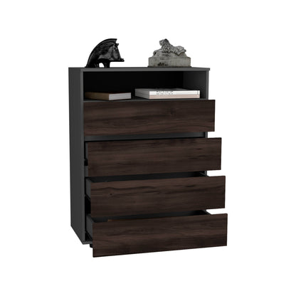 Alpine Four Drawer Dresser With Spacious Storage And Modern Handles