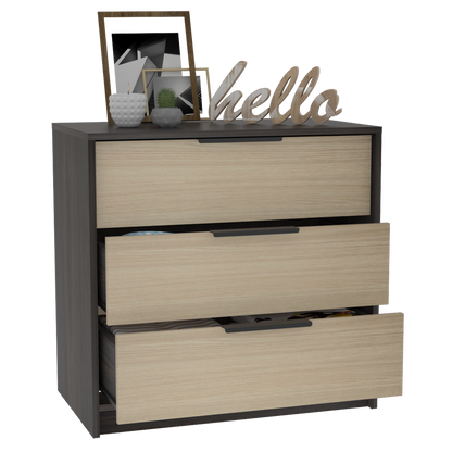 Tuhome Kaia 3 Drawers Dresser with Spacious Storage, Modern Superior Top for Décor, Functional Bedroom Organizer for Clothing and Essentials, Contemporary Space-Saving Furniture with Smooth Metal Hardware