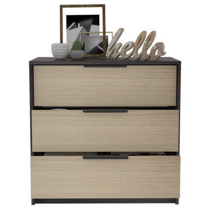 Tuhome Kaia 3 Drawers Dresser with Spacious Storage, Modern Superior Top for Décor, Functional Bedroom Organizer for Clothing and Essentials, Contemporary Space-Saving Furniture with Smooth Metal Hardware