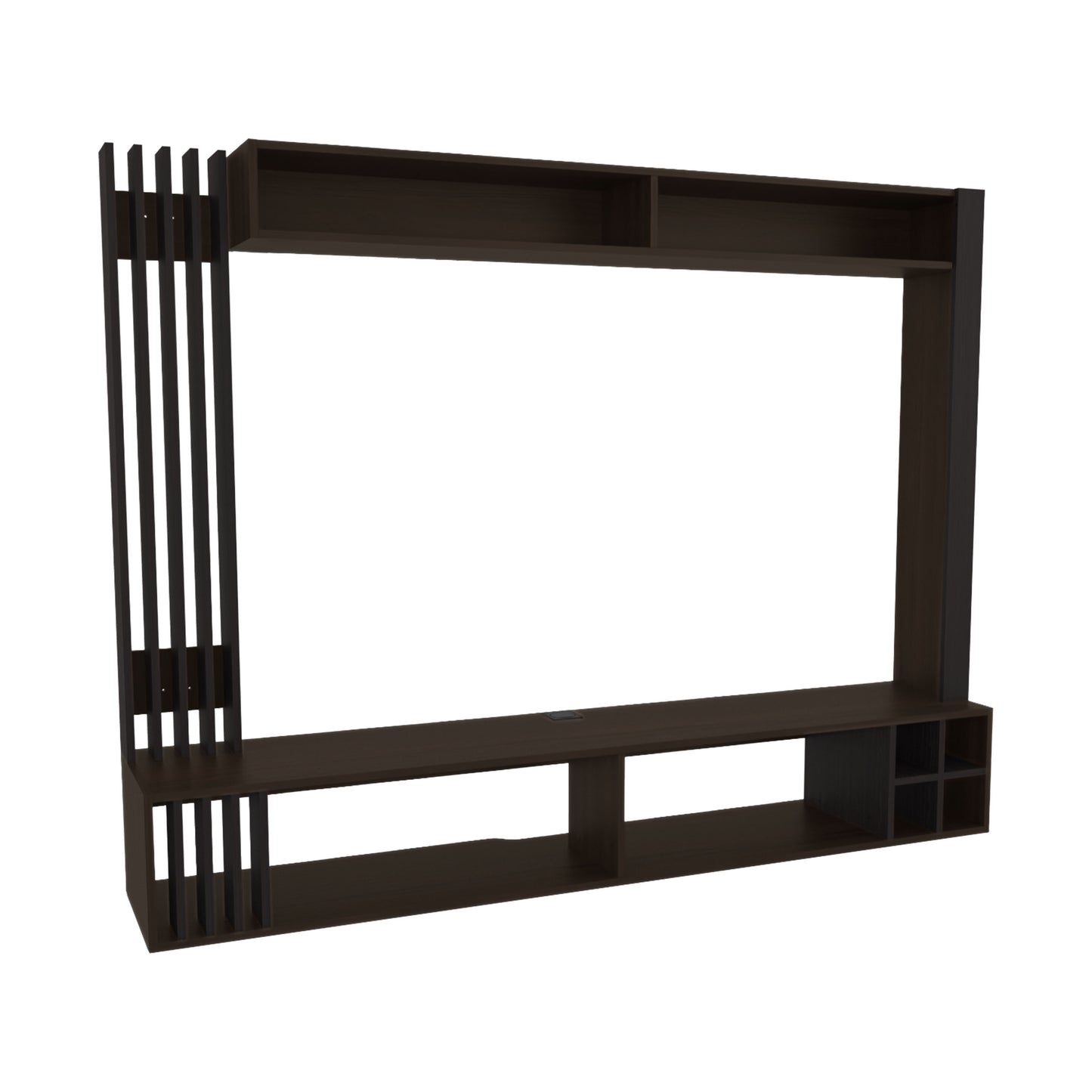 Bremmen Entertainment Center With Open Shelves, Tv Panel And Storage Compartment For Living Room or Bedroom