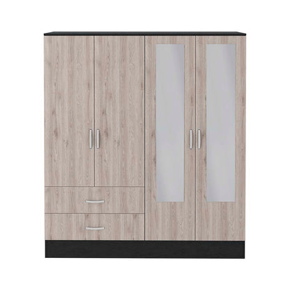 Bolton 160 Armoire, Six Shelves, Two Double Door Cabinets, Two Mirrors, Two Drawers, Rod