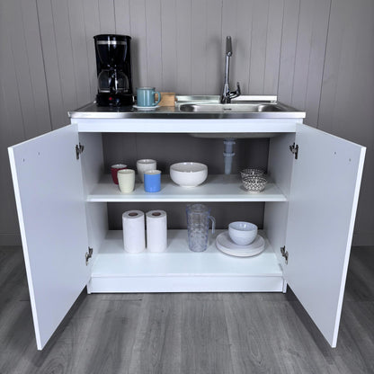 Napoles Utility Sink, Two Shelves, Double Door Cabinet
